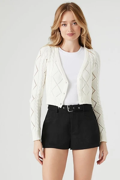 Faux Suede Belted Shorts