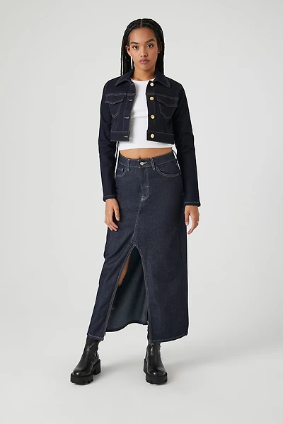Denim Maxi Slit Skirt