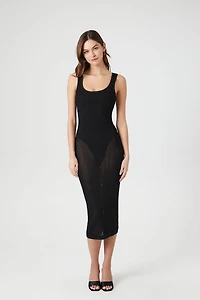 Sheer Bodycon Midi Sweater Dress