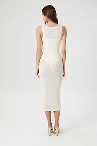 Sheer Bodycon Midi Sweater Dress