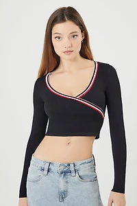 Seamless Striped-Trim Crop Top