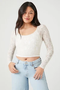 Lace Long-Sleeve Crop Top