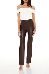 Faux Leather High-Rise Bootcut Pants