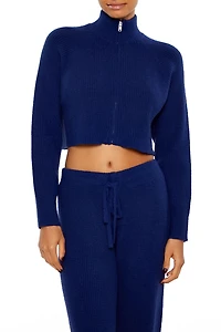 Ribbed Knit Zip-Up Sweater