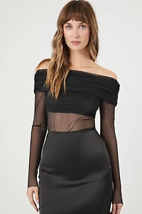 Off-the-Shoulder Mesh Top