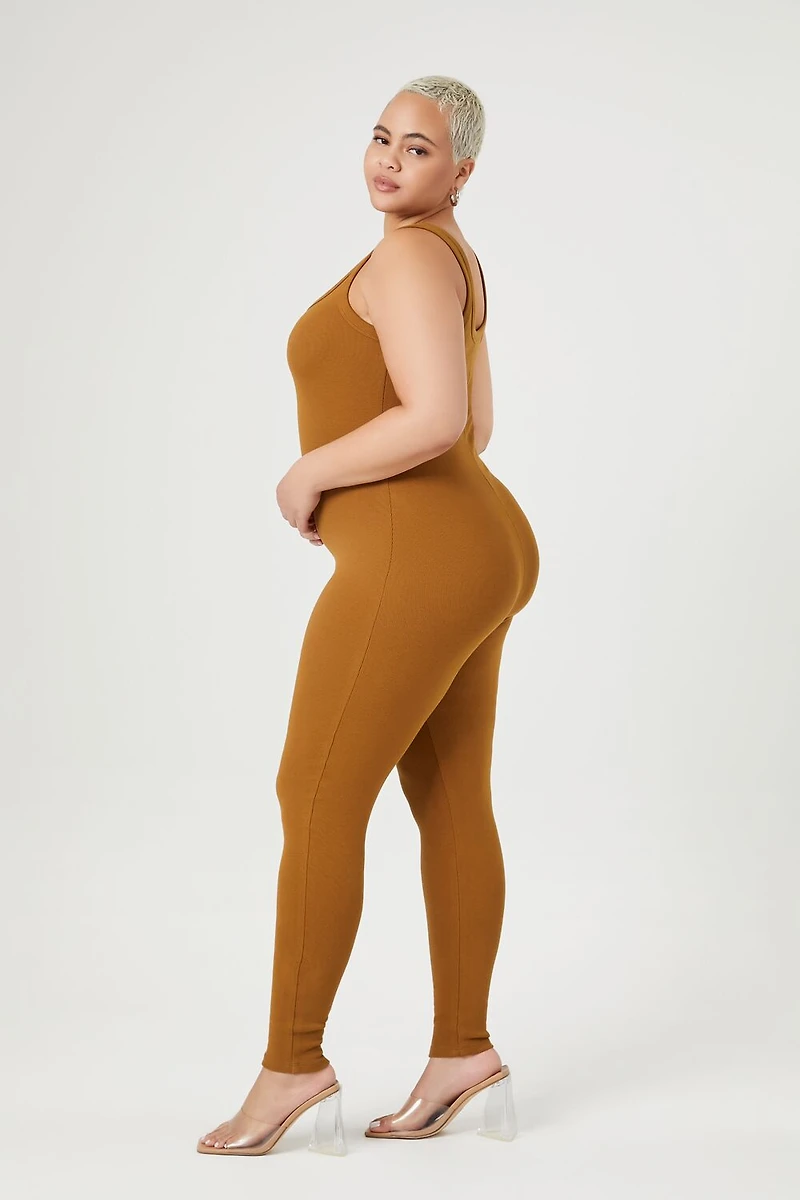 Plus Ribbed Knit Tank Jumpsuit