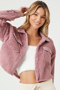 Faux Shearling Cropped Shacket
