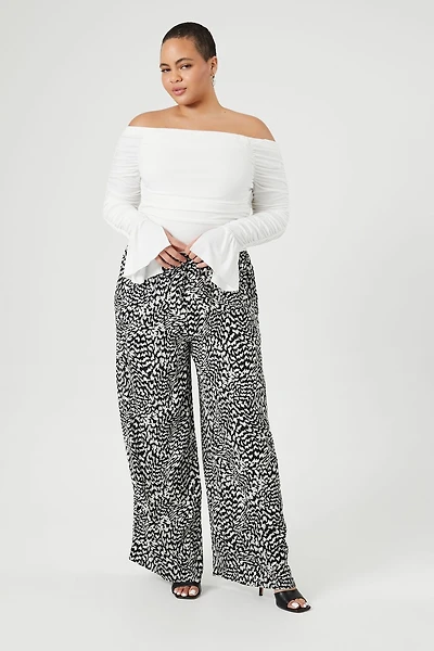 Plus Size Abstract Wide-Leg Pants