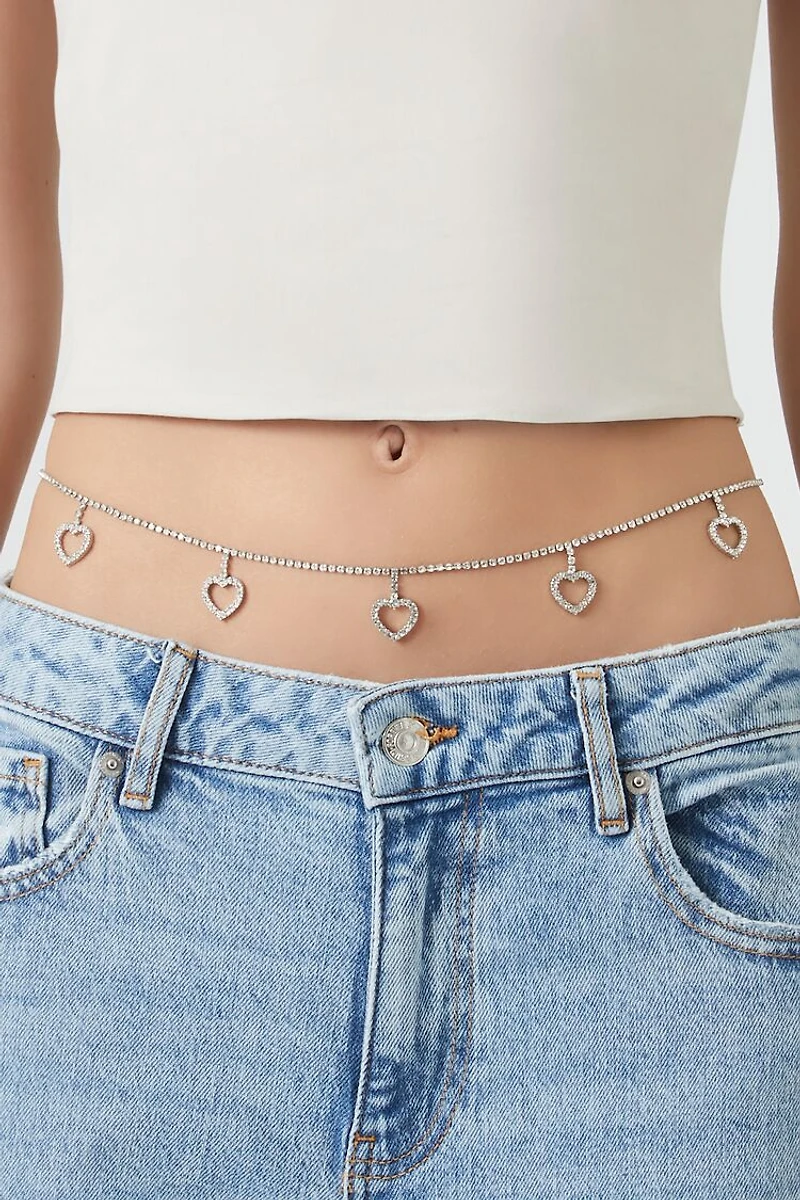 Rhinestone Heart Belly Chain