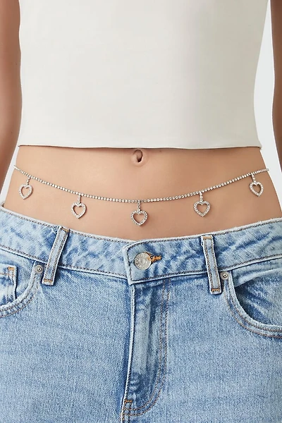 Rhinestone Heart Belly Chain