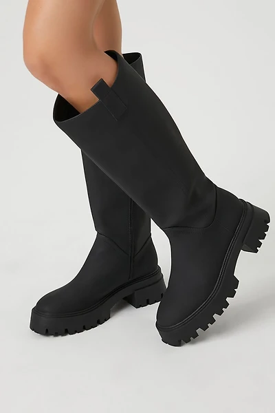 Faux Leather Lug-Sole Boots