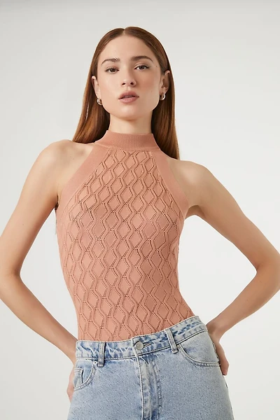 Pointelle Sweater-Knit Bodysuit