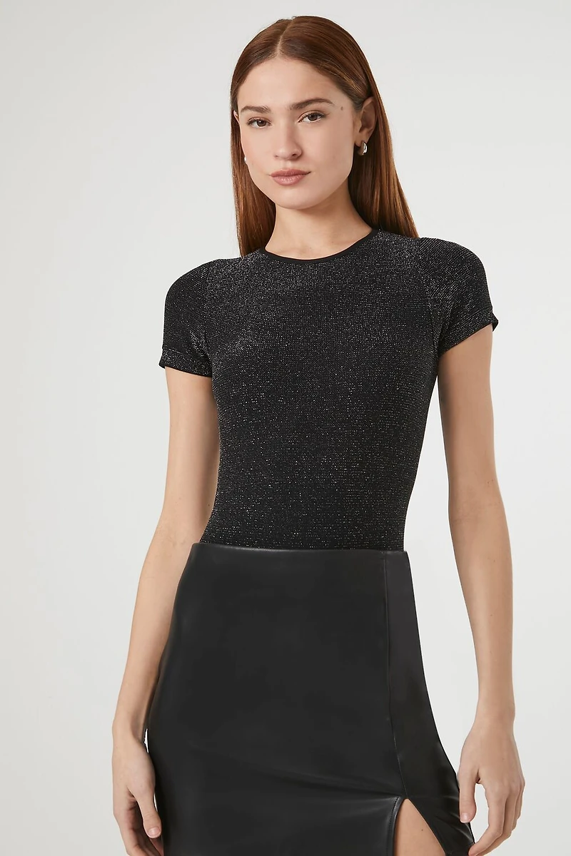 Glitter Knit Crew Tee Bodysuit