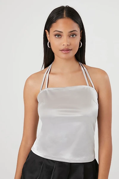 Metallic Dual-Tie Halter Top