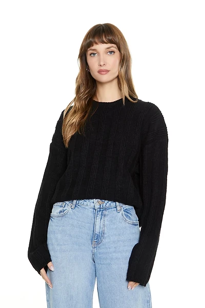 Ribbed Drop-Sleeve Sweater