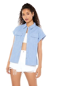 Striped Cap-Sleeve Shirt