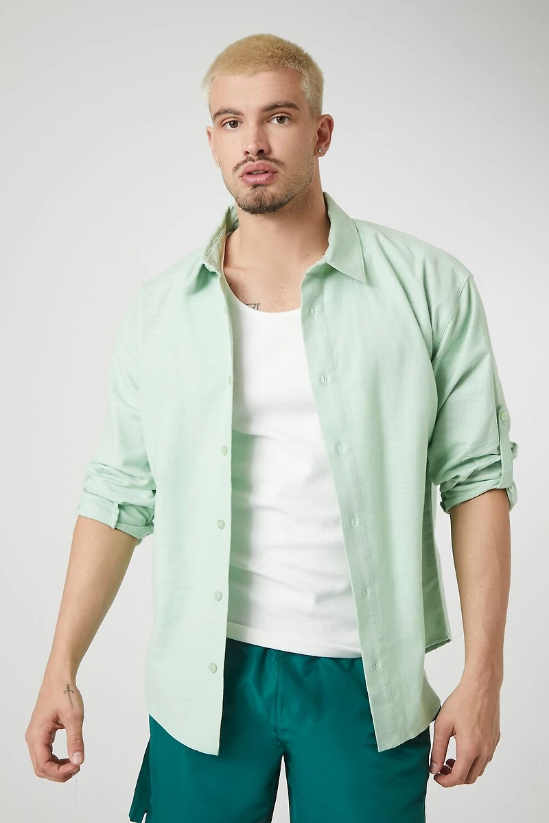 Textured Curved-Hem Shirt