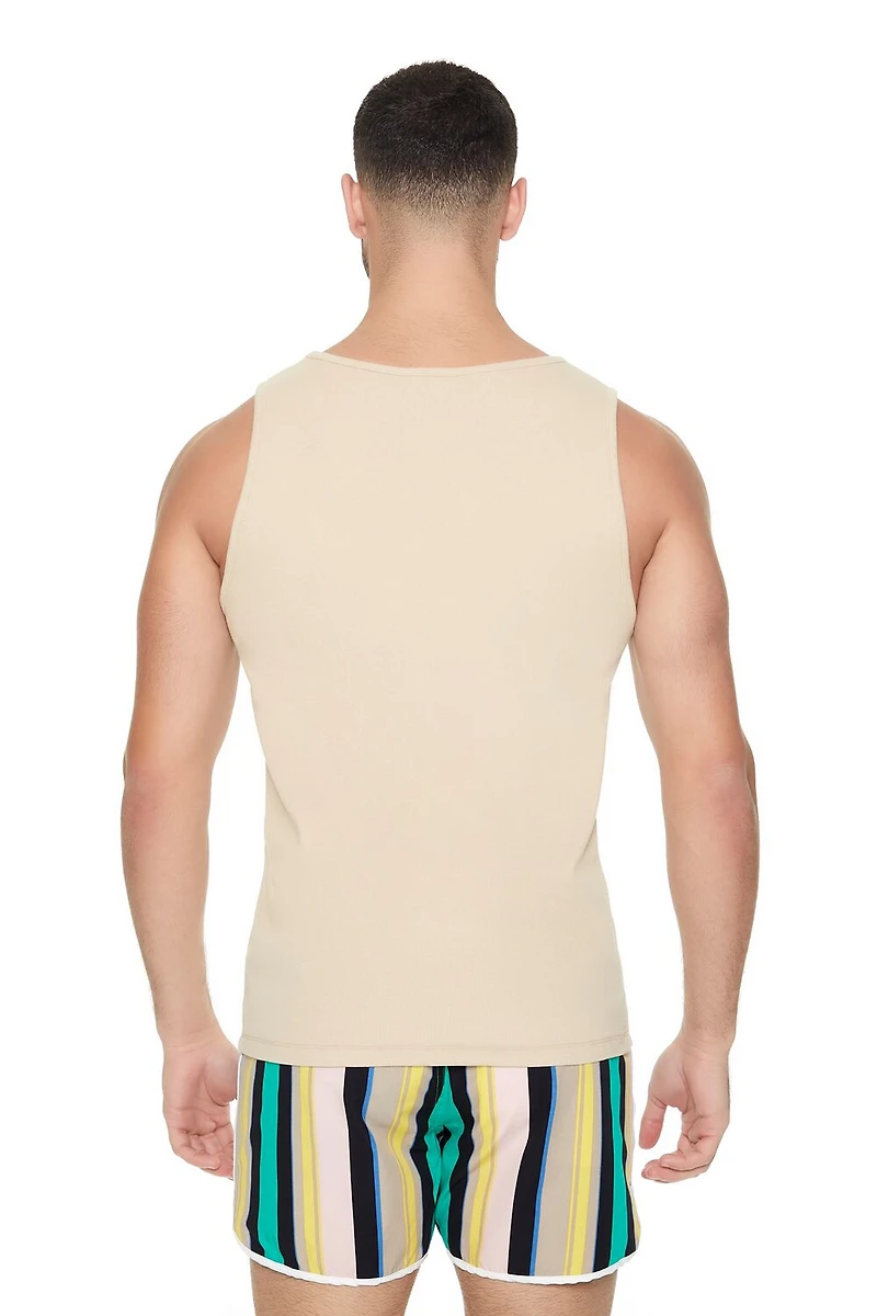 Striped Drawstring Short Inseam Swim Trunks