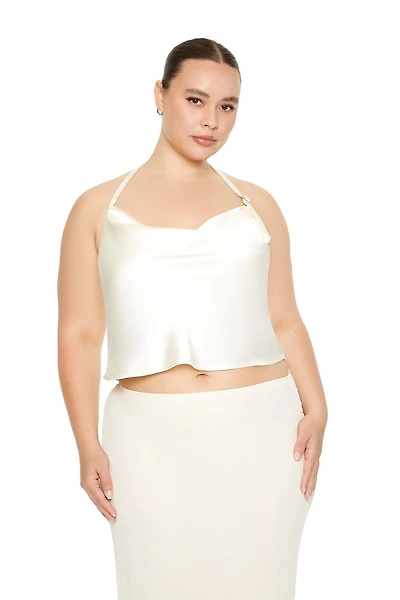 Plus Size Satin Halter Top