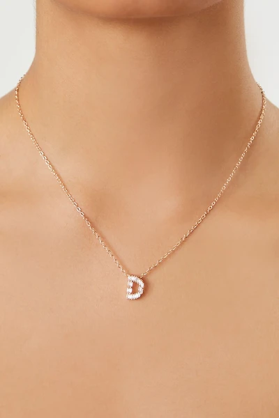 Faux Gem Initial Pendant Necklace