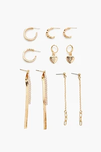 Hoop & Chain Drop Earring Set