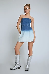 Strapless Dip-Dye Denim Mini Dress