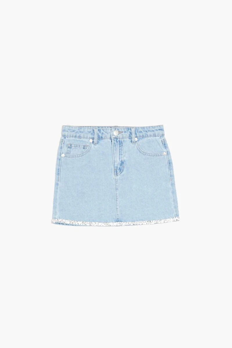 Girls Rhinestone Denim Skirt (Kids)