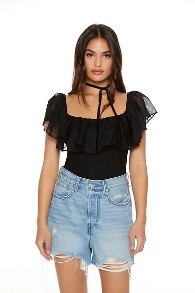 Ruffle-Trim Bodysuit