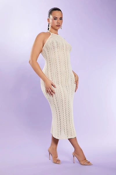 Plus Size Halter Midi Sweater Dress