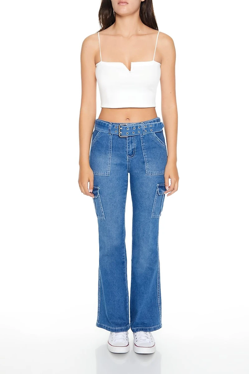 Low-Rise Cargo Flare Jeans