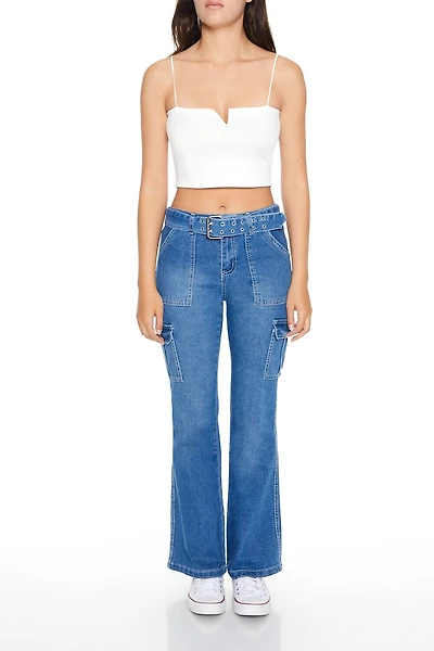 Low-Rise Cargo Flare Jeans