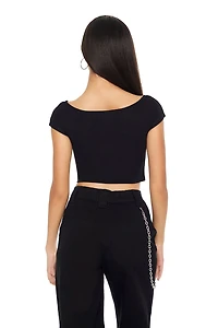 Cropped Boat-Neck Tee