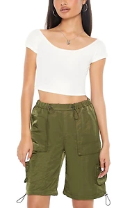 Cropped Boat-Neck Tee