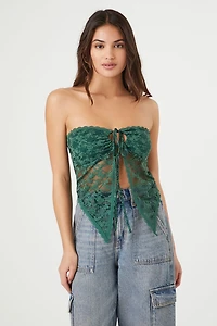 Lace Strapless Split-Hem Top