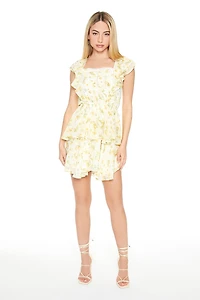 Floral Print Flounce Mini Dress
