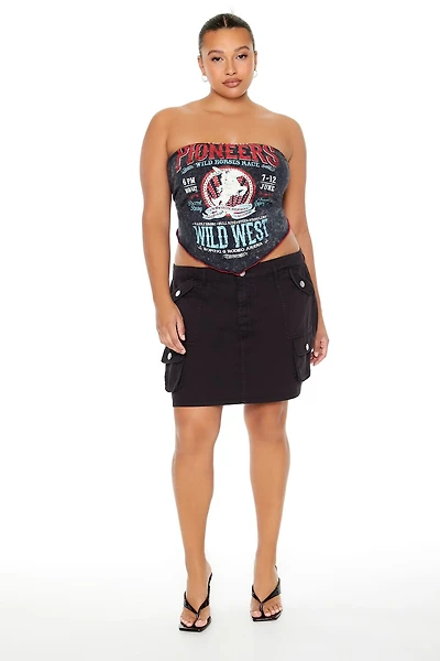 Plus Size Twill Cargo Mini Skirt