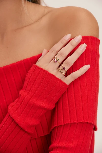 Frasier Sterling Faux Gem Cherry Ring Set