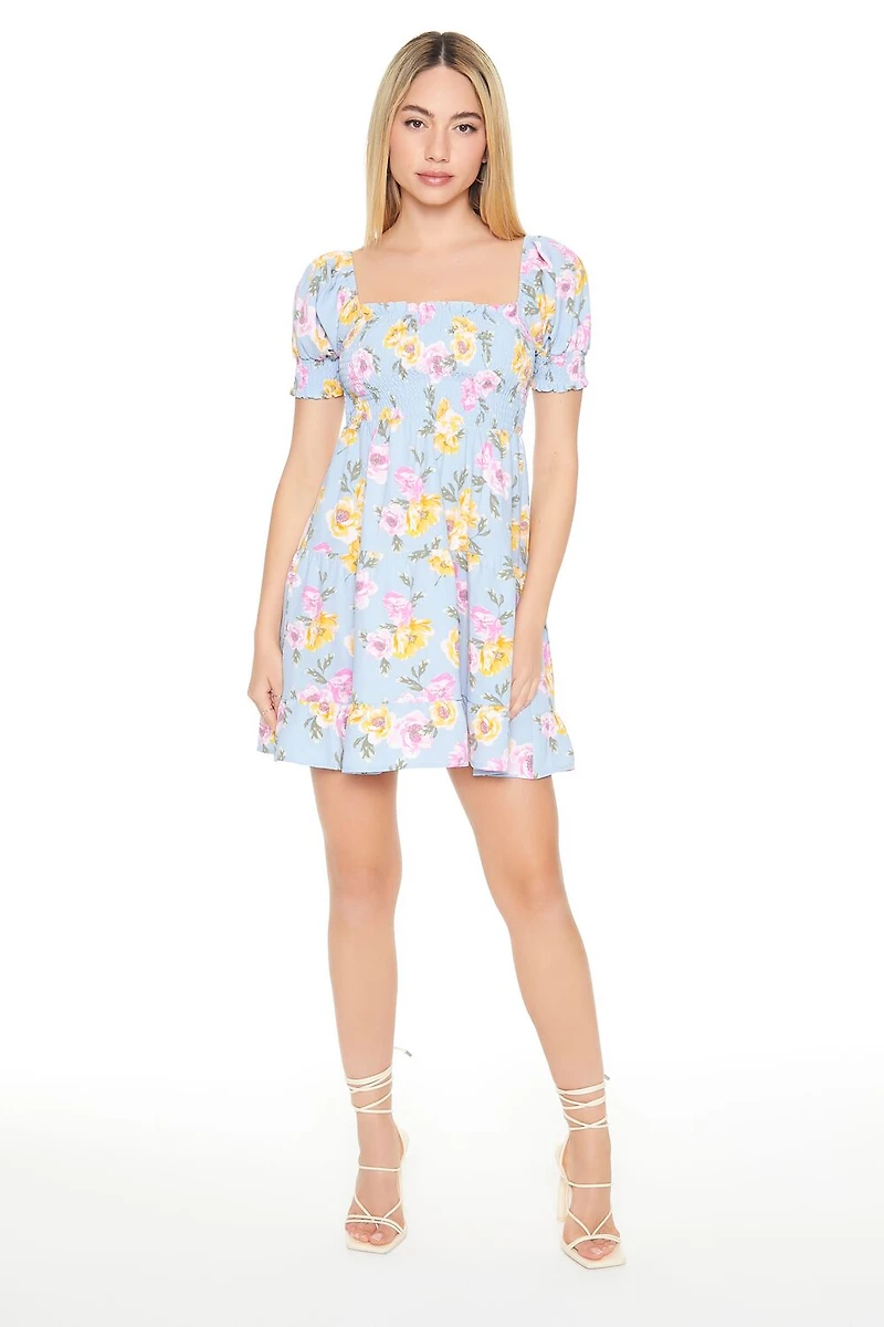 Floral Print Babydoll Dress