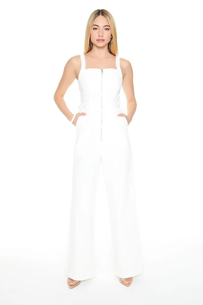 Cutout Zip-Up Denim Jumpsuit