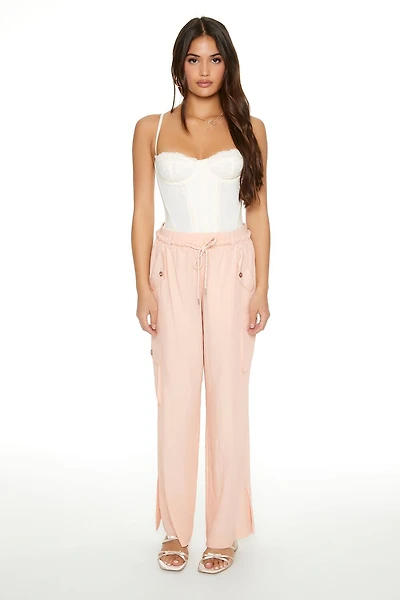 Drawstring Wide-Leg Cargo Pants