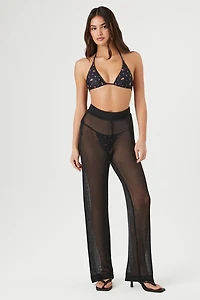 Sheer High-Rise Straight Pants