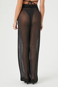 Sheer High-Rise Straight Pants