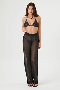 Sheer High-Rise Straight Pants