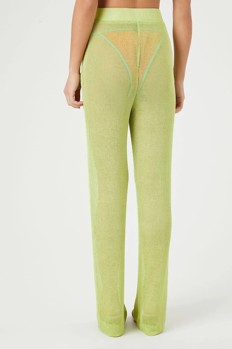 Sheer High-Rise Straight Pants