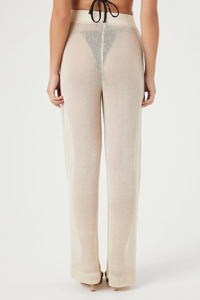 Sheer High-Rise Straight Pants