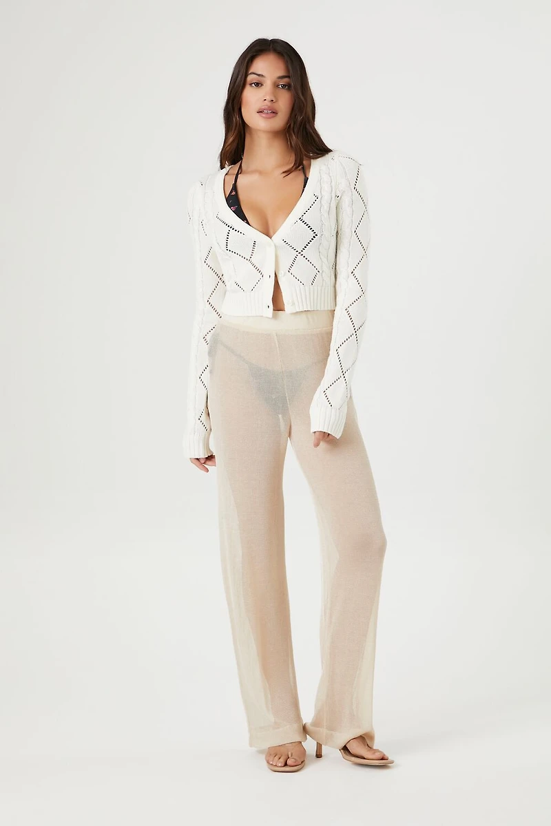 Sheer High-Rise Straight Pants