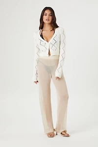 Sheer High-Rise Straight Pants