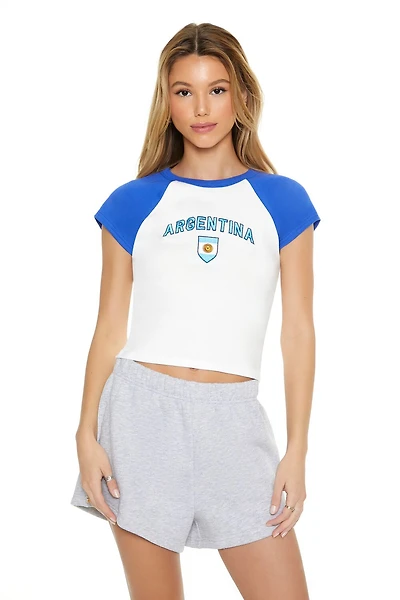Ribbed Argentina Raglan Cropped Tee