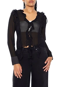 Ruffle-Trim Chiffon Top