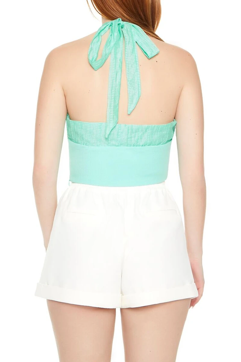 Gauze Halter Crop Top